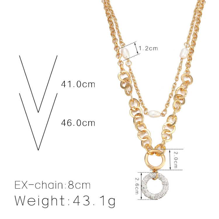 Fashion Diamond Ring Pendant Multi-layer Necklace display picture 12