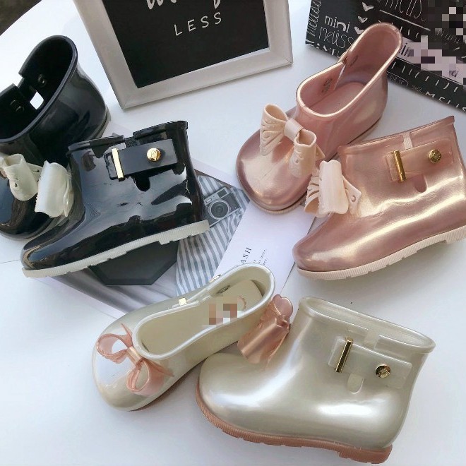 Me*Sha's Same Style Kidsren's Rain Boots Bow Princess Water Boots Korean Style Non-Slip Short Boots