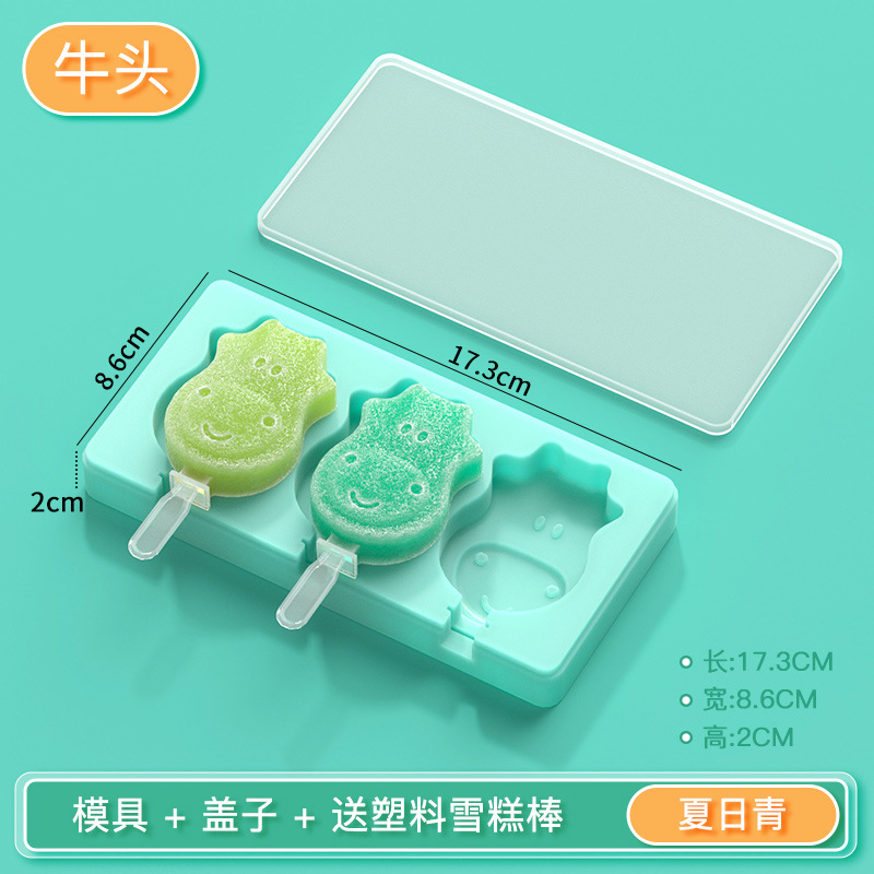 2-color helado molde de silicona vaca paleta molde DIY hecho a mano helado molde en stock al por mayor