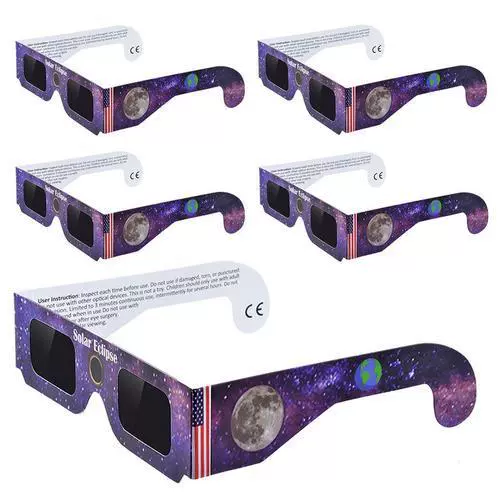 Solar Eclipse Observation Glasses, Paper Frame, ISO-Compliant Black Filter, Lightweight 0.021 kg