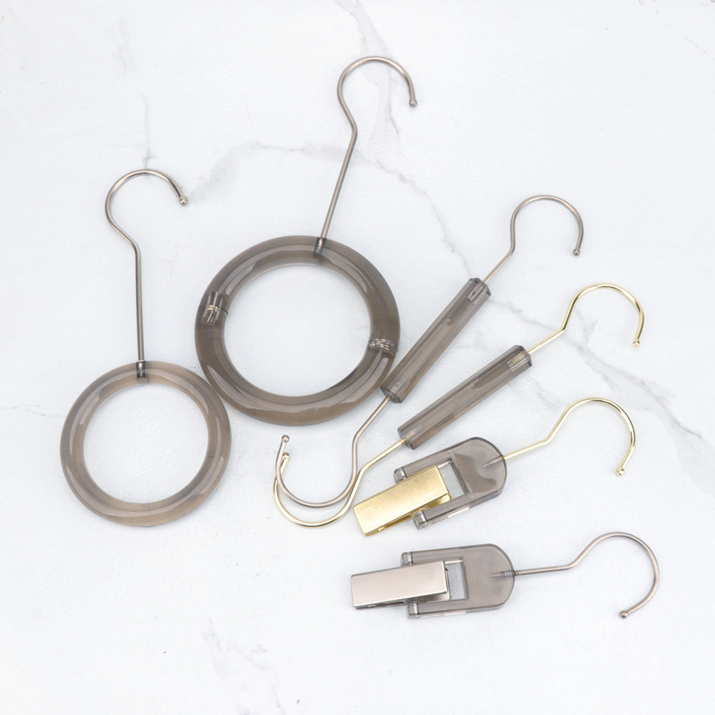 Gris ahumado acrílico cristal transparente accesorios tienda de ropa especial pequeño clip S gancho anillo bufanda percha