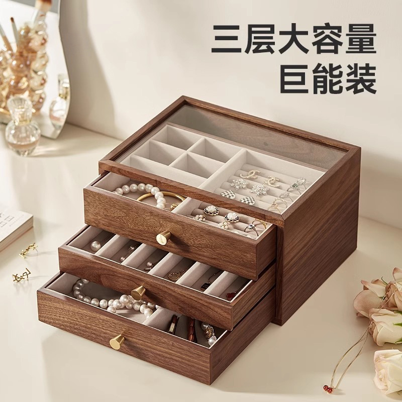 木製ジュエリーボックス、ガールフレンドへのハイエンドで絶妙なネックレスジュエリー収納ボックス、ギフトウェディングジュエリーレトロディスプレイボックス|undefined
