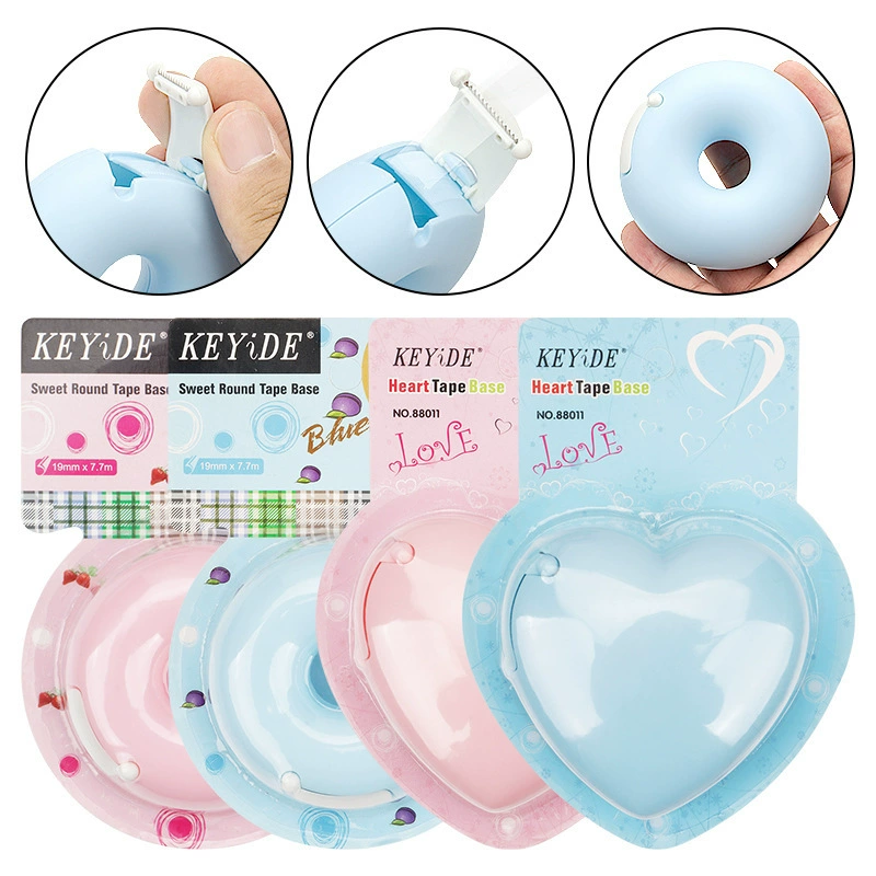 Креативная канцелярская лента резак пончик лент сиденье невидимый портативный, не повреждая руки студентов мультфильм студенческие принадлежности