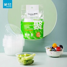 茶花新款透明一次性碗食品级PP透明500ml塑碗一次性烧烤露营批发