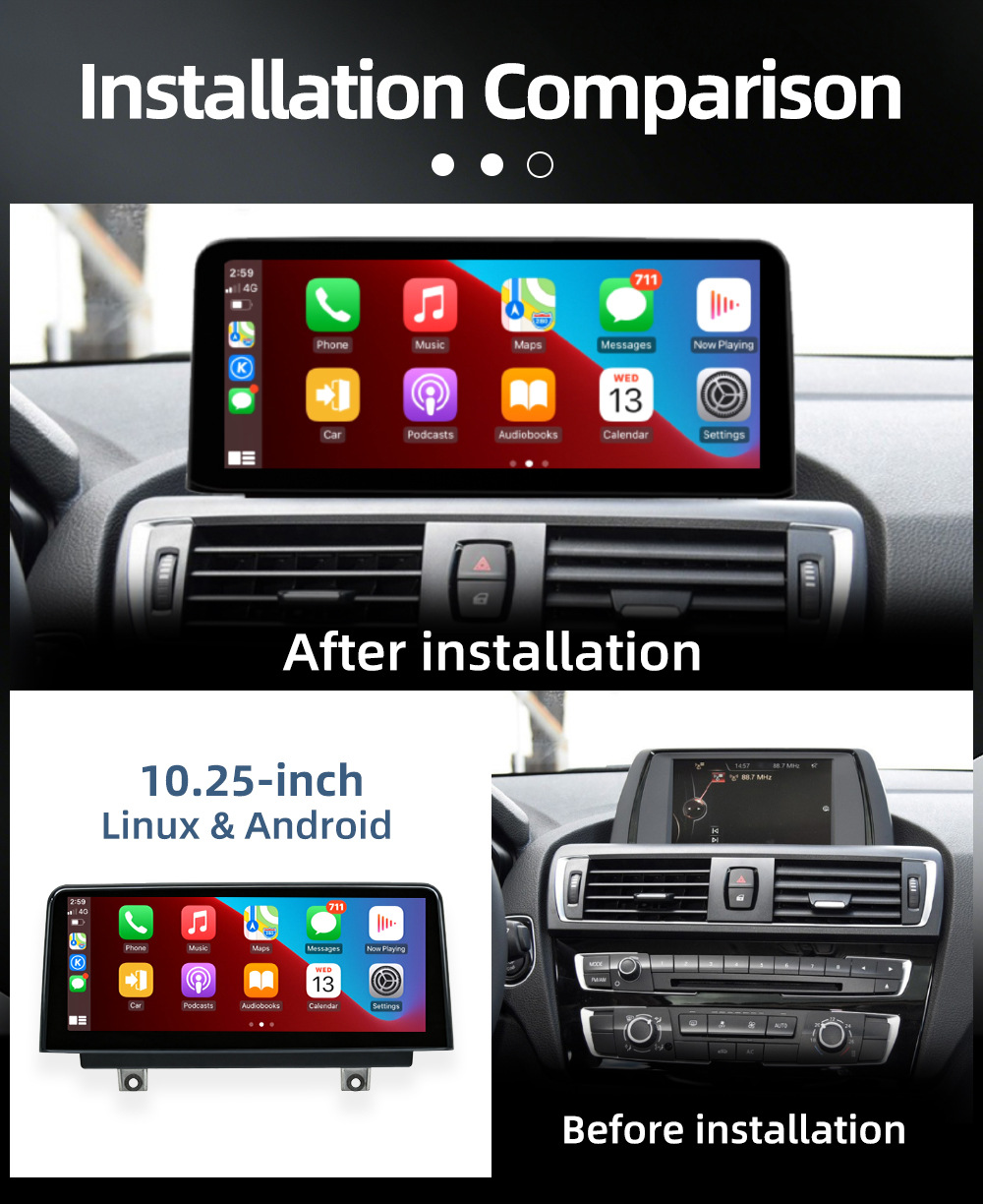 Car-Mounted Central Control Large Screen Navigation System Suitable for Bmw 1 Series 2 Series F20 F21 F22 M2 F87 2013-2016
