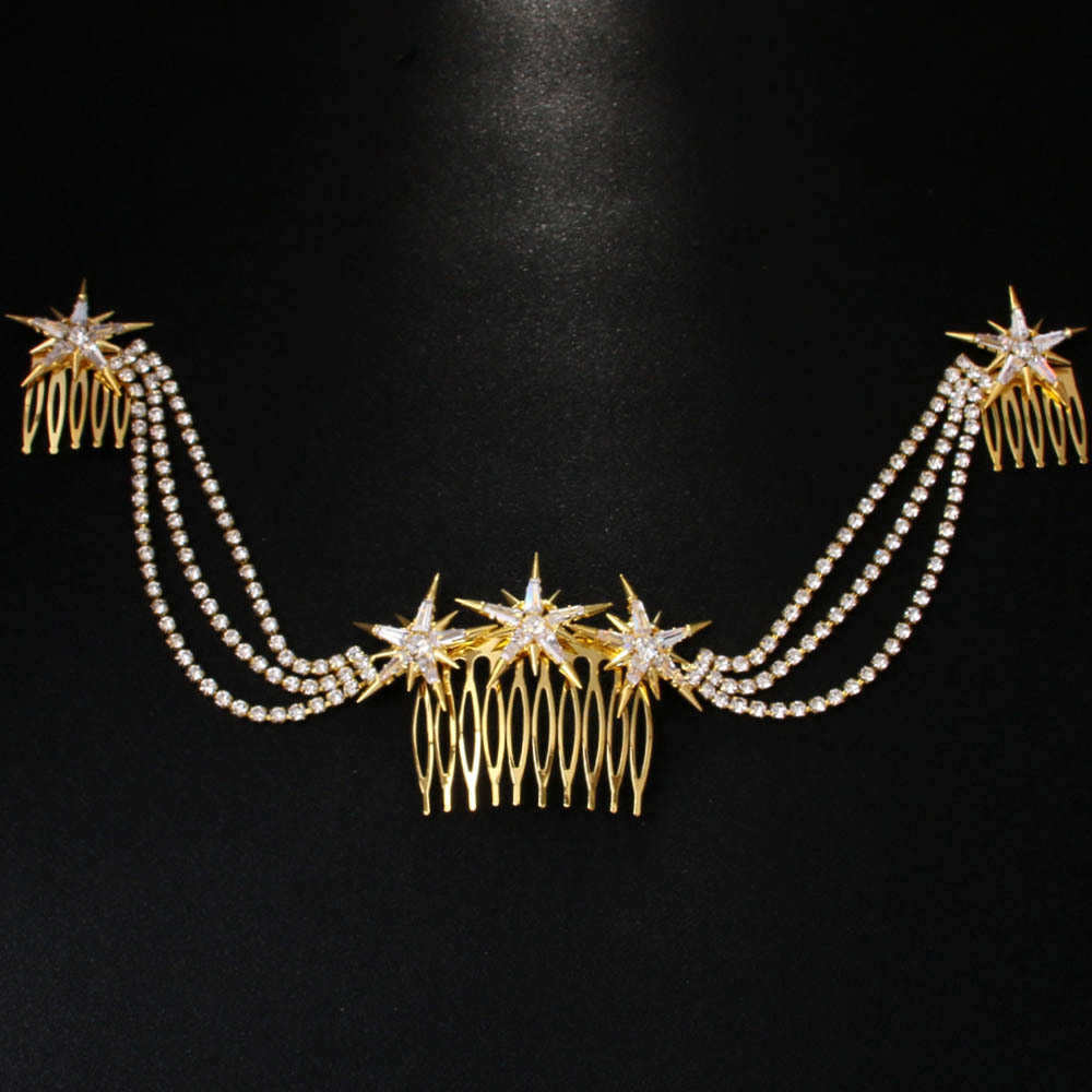 Amazon Hot Sale Estrellas Termites Temperament Diamond Bridal Hair Accessories Premium Headwear