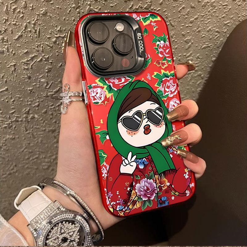 Applicable to Apple 15promax Mobile Phone Case Personality iphone14/13/12xsmax Color Silver IMD Village Flower