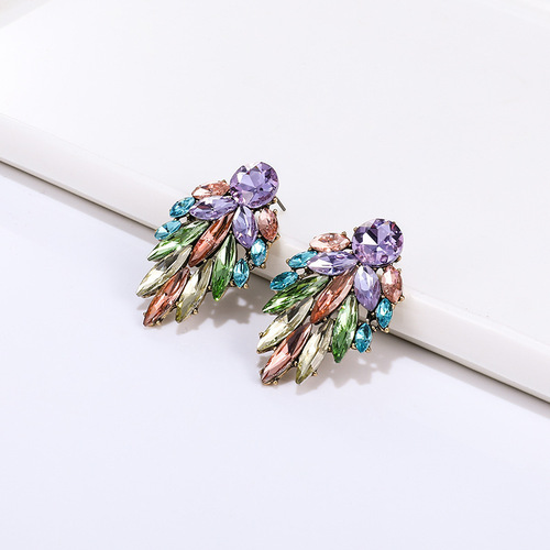 New European and American Cross-border Multi-layer Crystal Lightweight Luxury Earrings for Women, Simple and Elegant Ear Drops, Amazon eBay Best Seller