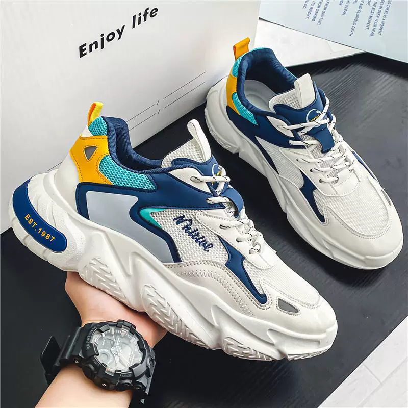 Мужская Новая Осенняя сетчатая повседневная мужская универсальная спортивная белая модная обувь Torre для бега в Корейском стиле, увеличивающий рост салона