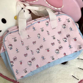 sanrio三丽鸥可爱马卡龙中古kitty健身包大容量手提旅行袋