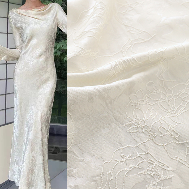 《线性植物》提花服装布料新中式中国风家居服睡衣衬衫旗袍面料