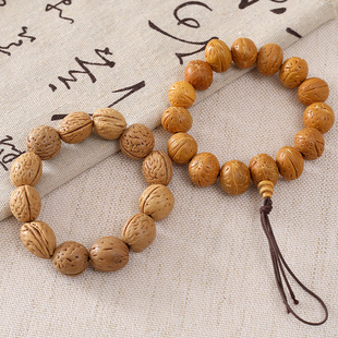 Factory wholesale natural real peach core bracelet wild mountain peach Hu antique Buddha beads old material brain pattern peach core bracelet