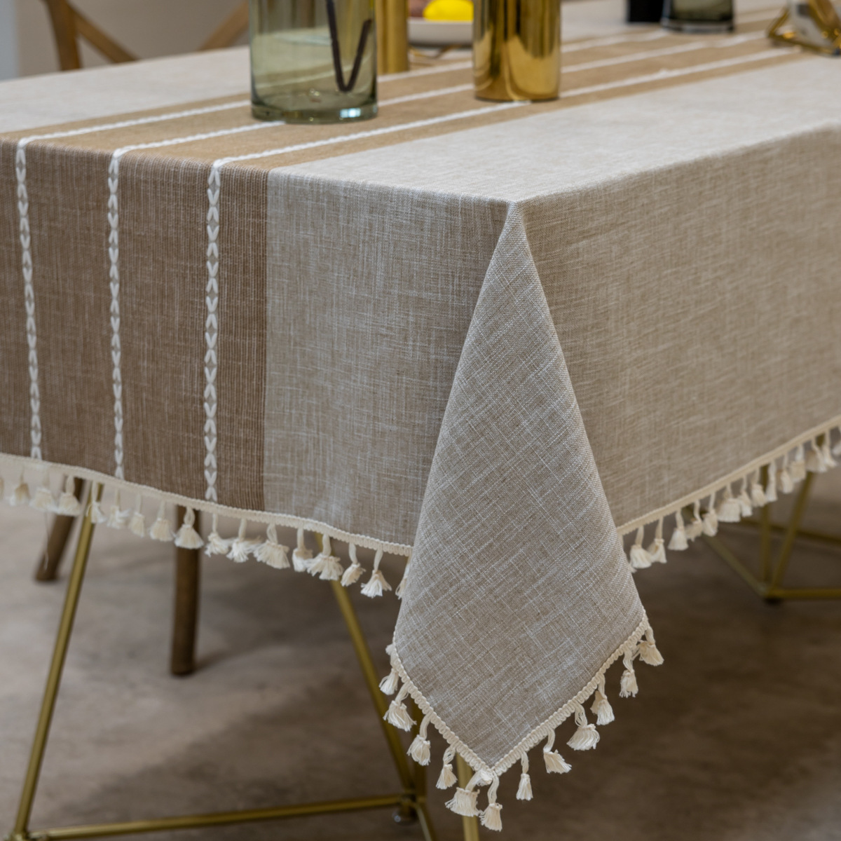 ins wind tablecloth cotton and linen European-style fabric dust-proof dining table cloth coffee table rectangular tablecloth_voghion.com