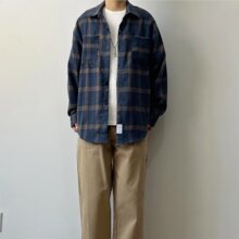 格子衬衣男春夏秋上衣薄款外套衬衫男长袖宽松百搭方格透气衬衫潮