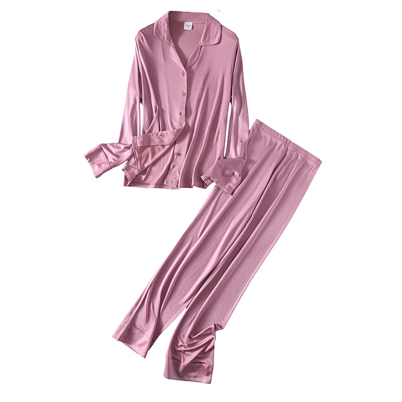 실크 얇은 플러스 사이즈 잠옷 세트 여자의 뽕나무 실크 긴 소매 잠옷 잠옷 사계절 착용 느슨한 가정 옷
