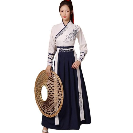 Martial Arts Hanfu Women's Chinese Style Waist Dress Male Student Class Clothes Couple's Ancient Clothes Daily Spring, Summer, Autumn and Winter