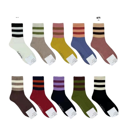 0 Korea-made socks, parallel stripes, yoga pants, bare-leg pantyhose, striped sports, etna college women's cotton socks