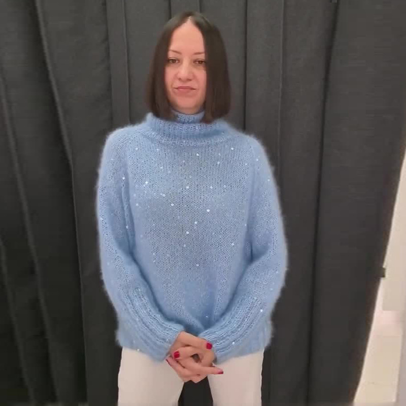 2024 otoño nuevo estilo europeo y americano Amazon transfronterizo ropa de mujer de color sólido de cuello alto cómodo universal suéter de punto de sequilla