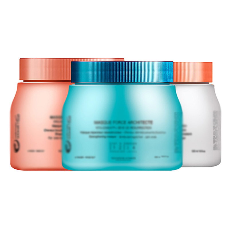 Máscara para el cabello de caviar de diamante negro KJIA 500ml, reparación resistente y nutrimiento Aoli suave para salón de peyería y teñido