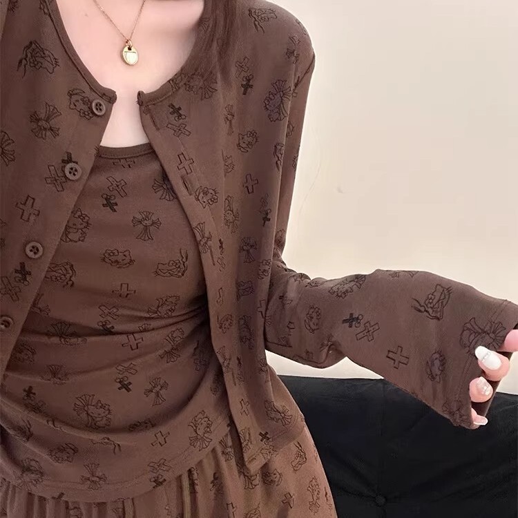 Soft Cotton-Like Cartoon Cute Pajamas for Women, Autumn and Winter, with Suspenders, Long Sleeves, Long Pants, Home Wear, Can Be Worn Outside, Three-Piece Set