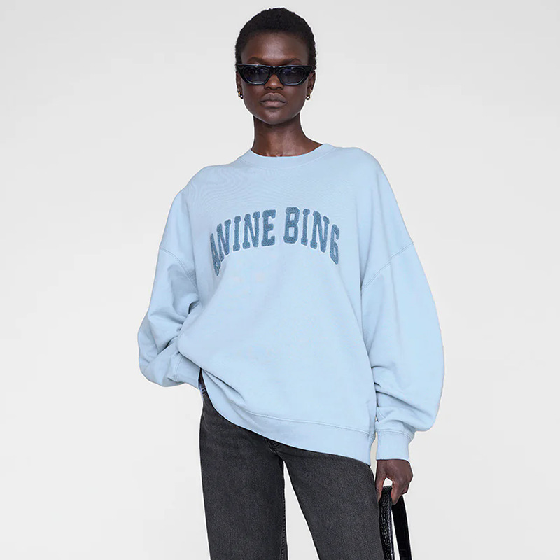 26 Spring New Collection: North American Niche Classic Letter Embroidered Fleece Cotton Women's Crew Neck Sweatshirt 26 Spring New Collection: North American Niche Classic Letter Embroidered Fleece Cotton Women's Crew Neck Sweatshirt