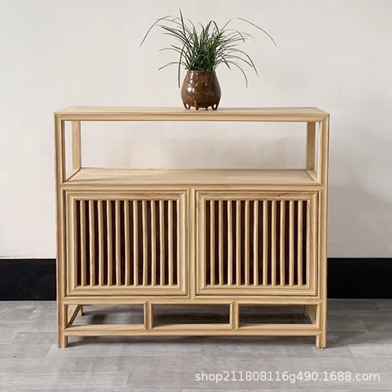 北方老榆木茶水柜置物柜客厅角柜餐边柜茶水台茶叶柜实木体边柜收