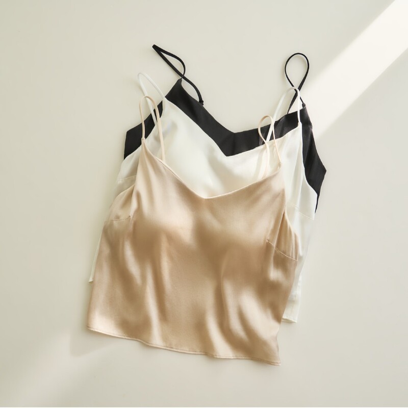 Satin Side-Gathering Vest-Style Wireless Bra with Beautiful Back Design, Triangle Cup, Thin Silk Bra, Mulberry Silk Lingerie for Women