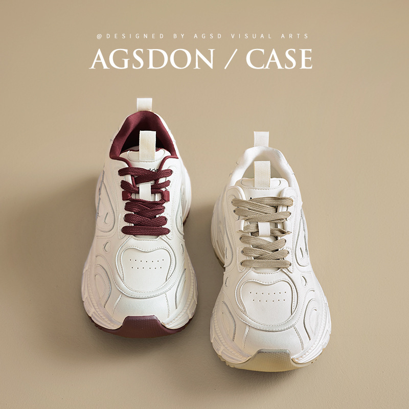 Augu Shi Deng zapatos de fondo grueso para padres y mujeres 2026 primavera nuevo ligero mostrando pies pequeños zapatos deportivos casuales zapatos para correr