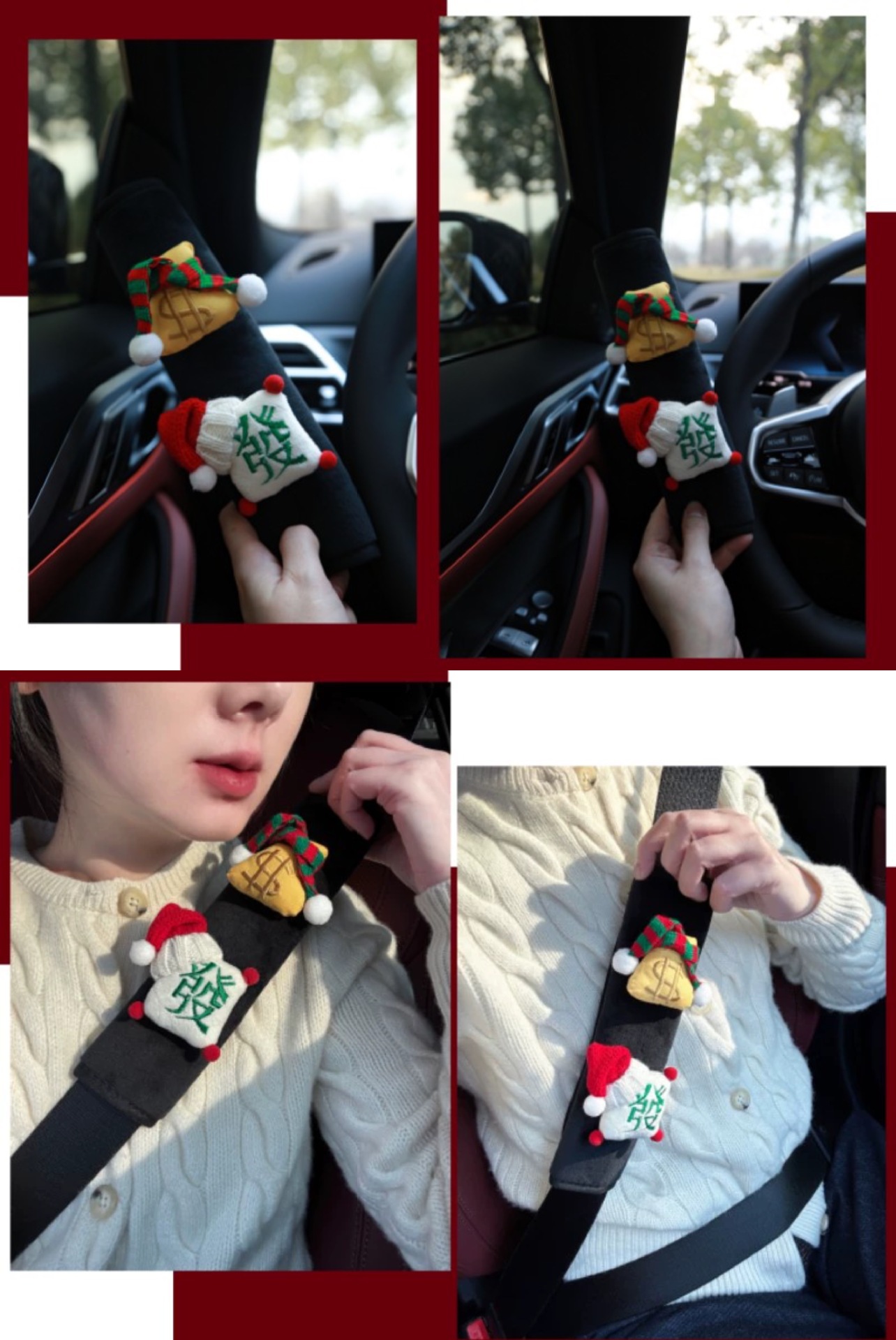 Creative Handmade High-End Mahjong Fortune Safety Belt Shoulder Pads for Children Anti-Strangle and Anti-Wear Decorative New Car New Car Gift