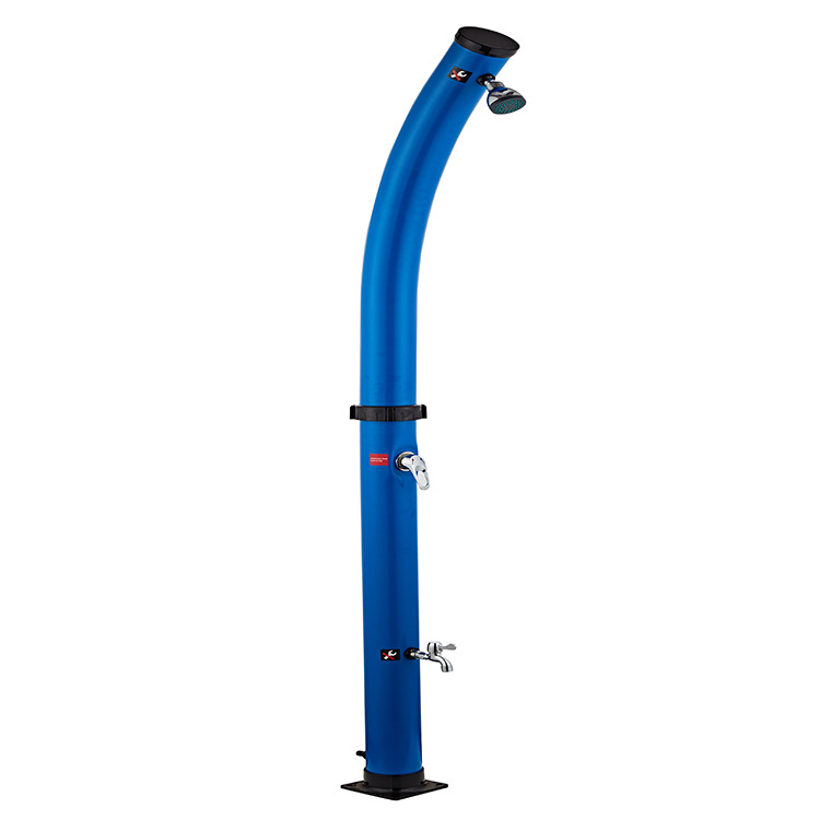 20L cilindro curvo nuevo color plateado PVC columna de ducha solar ducha de jardín al aire libre interruptor de agua caliente y fría