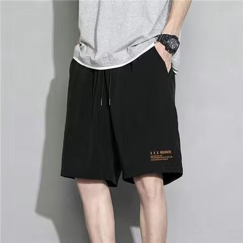 Shorts for men, summer fashion, loose print, versatile casual sports student five-pocket thin Ins ice silk pants