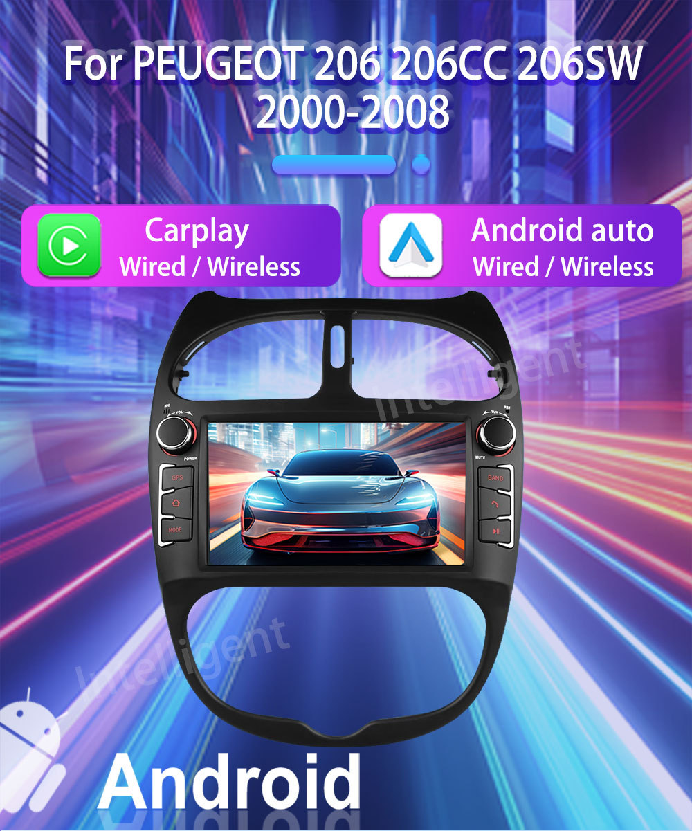 Suitable for Peugeot 206 Android 7inch Car Gps Bluetooth Carplay Car Navigation System Central Control Smart Car System