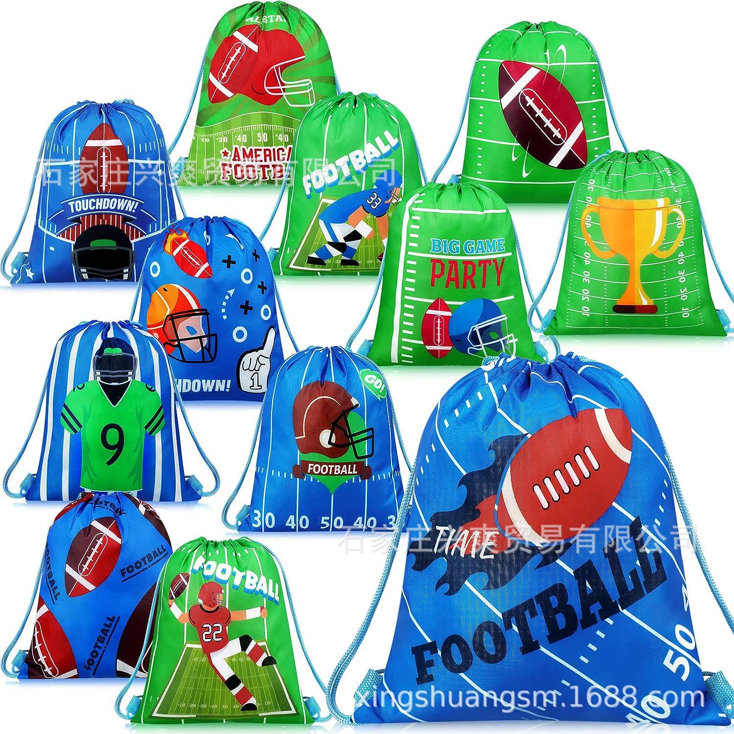 橄榄球束口袋双肩抽绳背包袋子  橄榄球运动便携收纳袋涤纶手提袋