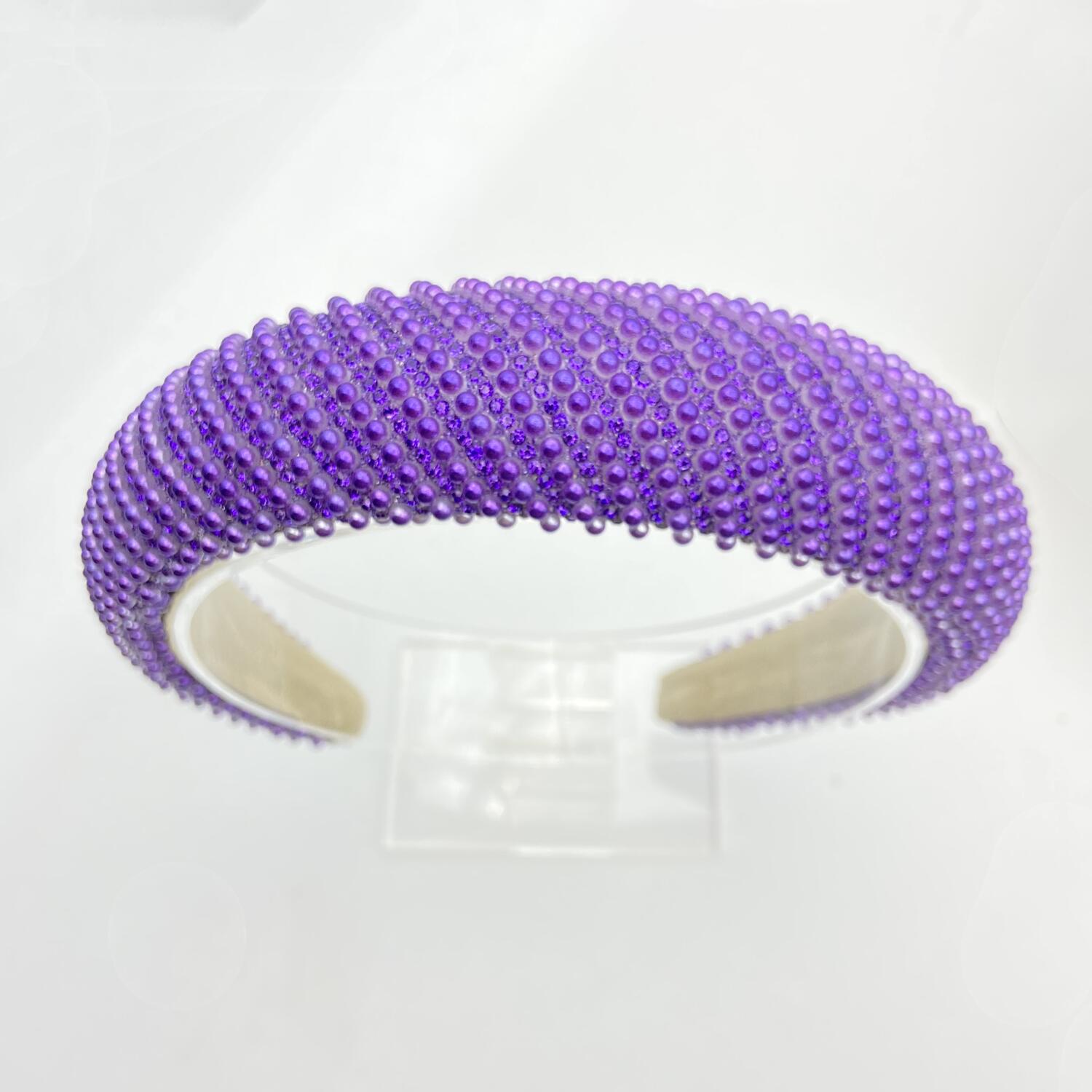 Diadema cuidadosamente seleccionada Diadema de diamantes de imitación Diadema de diamante completo Diadema de color púrpura oscuro 2025 Tocado de temperamento Changchun azul violeta popular accesorios para el cabello