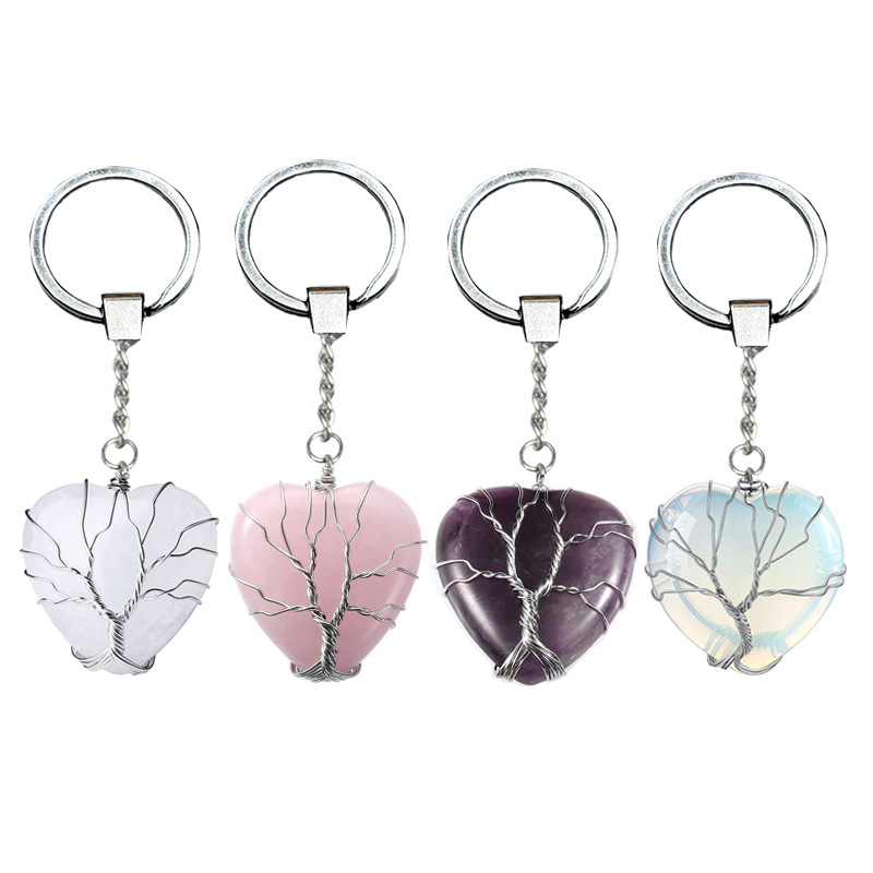 Elegant Classic Style Heart Shape Natural Stone Bag Pendant Keychain display picture 2