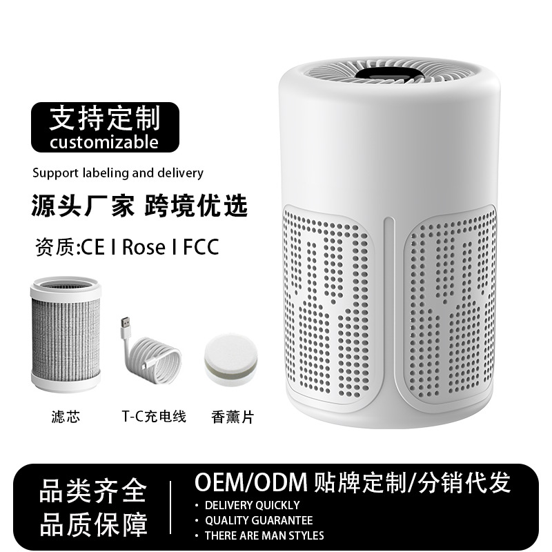 新品亚马逊跨境空气净化器除烟臭味家用室内除味负离子净化机批发