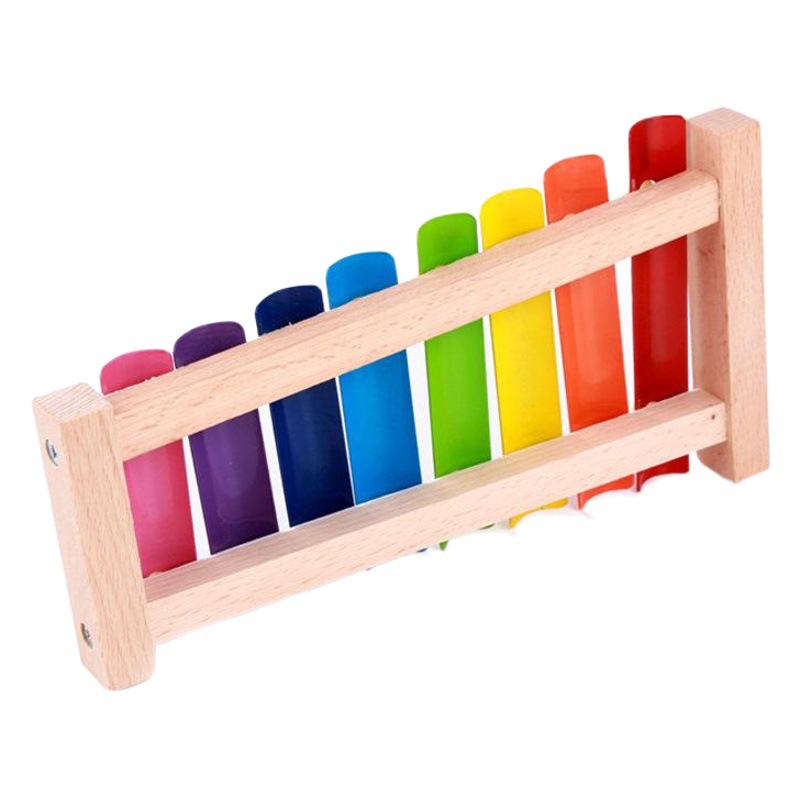 Rompecabezas para niños, música de madera, ocho tonos, percusión de mano, niños y niñas, juguetes de bloques de construcción de percusión de color, 1-3 años