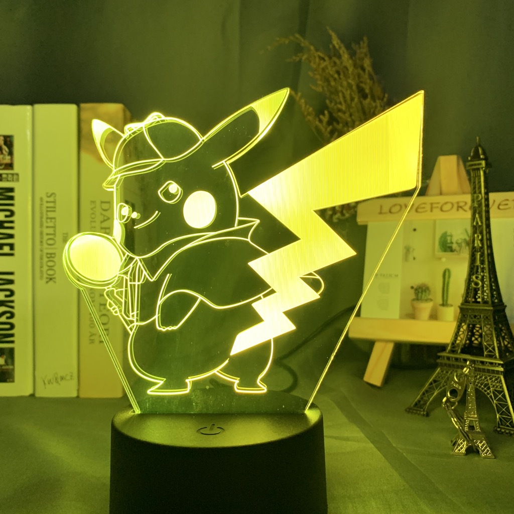 Baokemeng Pikachu 3D luz de la noche LED producto creativo mascota elfo regalo lámpara Mesa mágica bebé