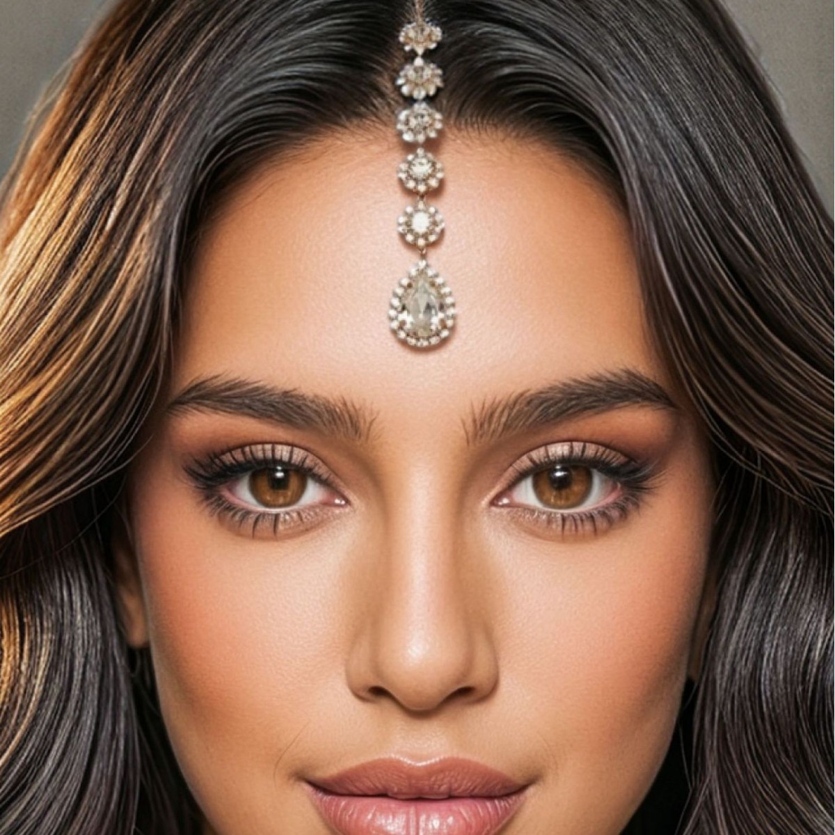 Cross-Border Hot-Selling Diamond-Encrusted Water Drop Hair Chain for Women, Exotic Style European and American Bride Rhinestone Forehead Chain, Super Shiny Hair Accessory