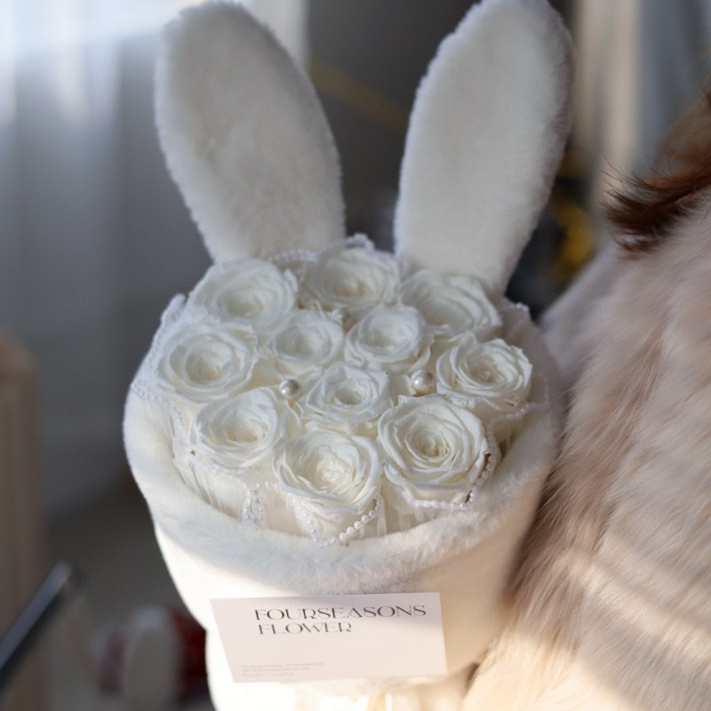 토끼 귀 꽃다발 11 진주 흰색