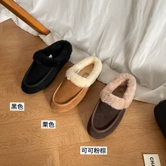 河南桑坡村2025新款安斯丽穆勒鞋慵懒舒适一脚蹬毛绒百搭