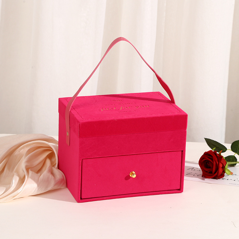 伴手礼盒子包装空盒双层化妆镜子盒手提礼盒伴娘结婚礼品喜铺专供