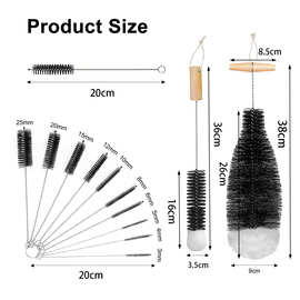 12 件瓶刷 奶瓶清洁刷 苏打水瓶刷 软管刷 苏打水瓶 饮水瓶刷