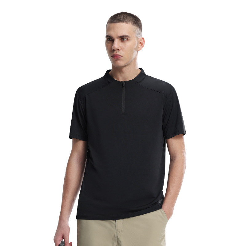 2025 nuevo medio cremallera de manga corta hombre alto elástico profesional ropa de secado rápido correr ropa de ejercicios camiseta deportiva casual hombre