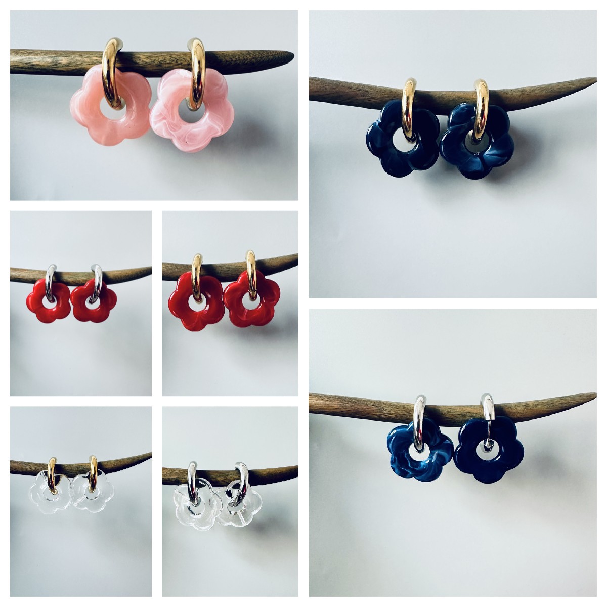 Europe and the United States cross-border new personalized cartoon ins style resin flower stainless steel earrings fashion cute flower ear ring