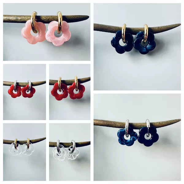 Europe and the United States cross-border new personalized cartoon ins style resin flower stainless steel earrings fashion cute flower ear ring