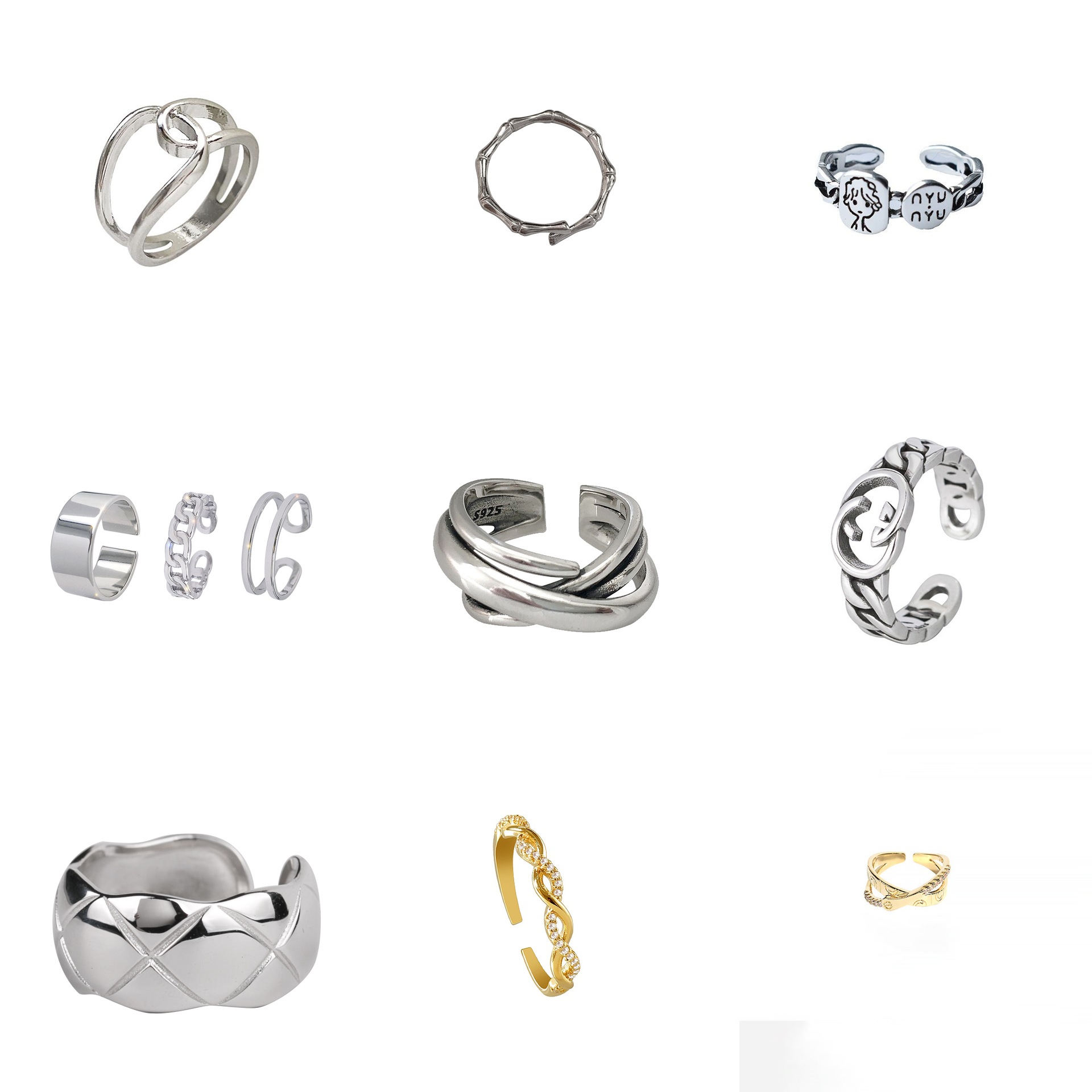 Stackable Minimalist Ring Set With Cubic Zirconia For Women_voghion.com