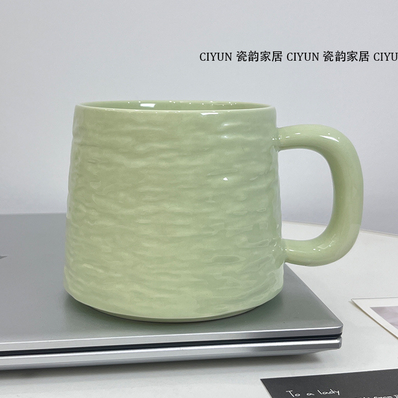陶瓷大容量马克杯家用喝水水杯高颜值情侣简约新款带盖勺早餐杯子|undefined