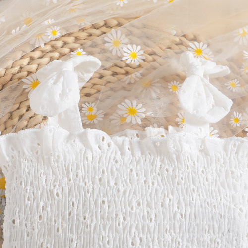 Cross-border Kids' Summer Outfit for Girls: Chic European & American-Style Strappy Top + Denim Flared Pants—Two-Piece Set, Drop Shipping Available