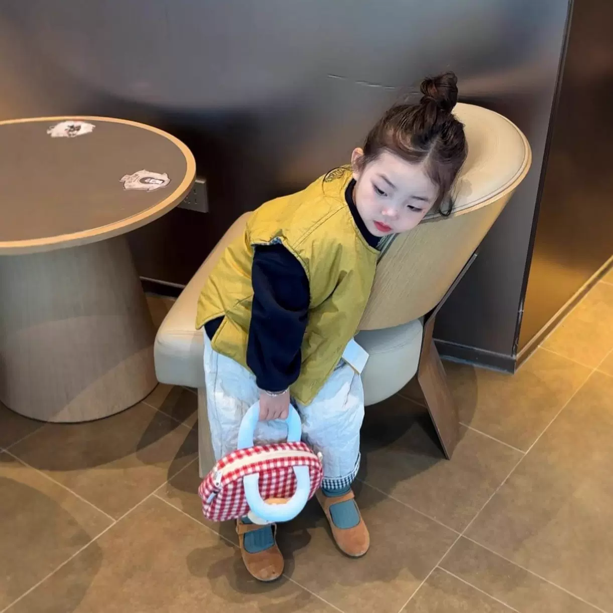 橘思儿童棉马甲冬季新款卡通两面穿上衣中小童幼儿园穿搭格子背心